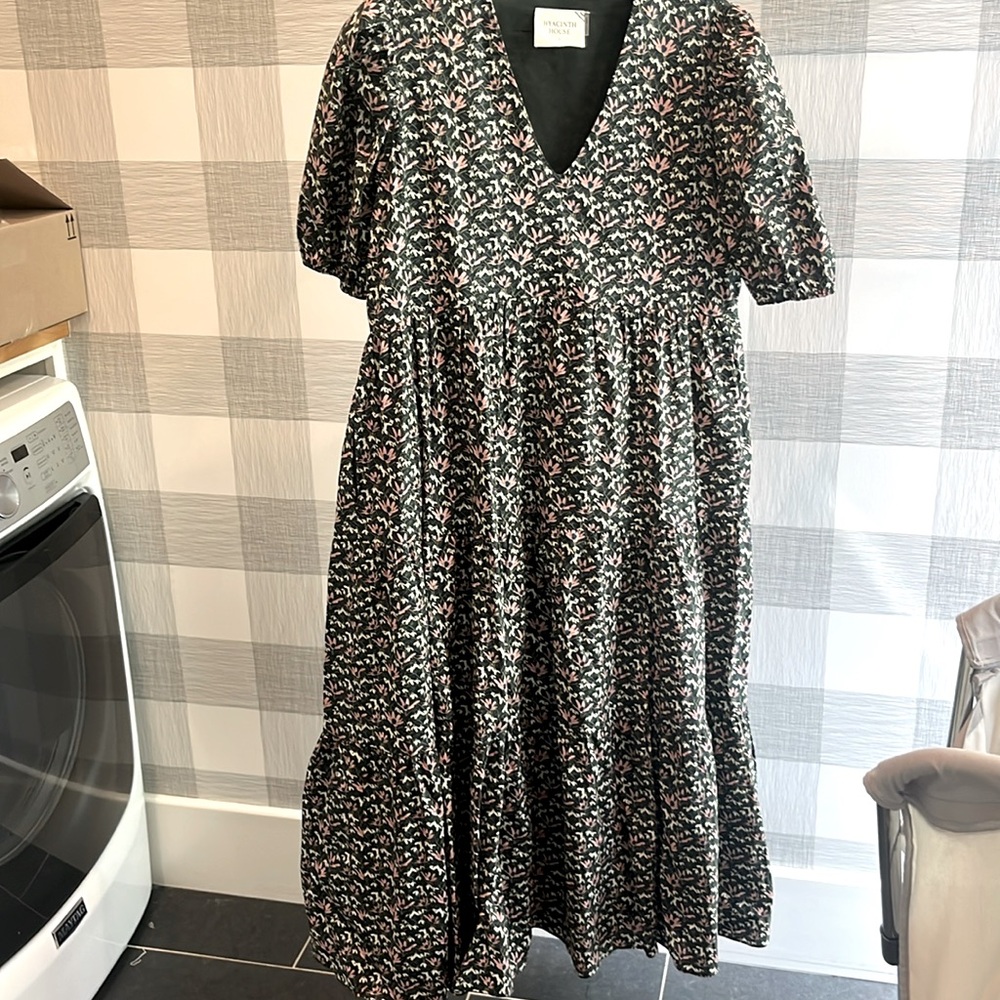 Tuckernuck Hyacinth House Green White pink Floral Tiered maxi Dress nwot large